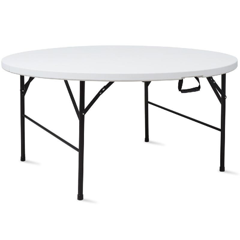 LACHOME Table pliante ronde diamètre 1830 mm. Utilisation intérieure et extérieure. Plateau en polyéthylène. 