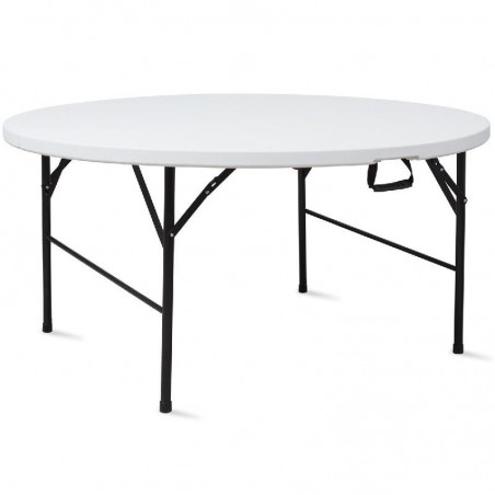 LACHOME Table pliante ronde diamètre 1830 mm. Utilisation intérieure et extérieure. Plateau en polyéthylène. 