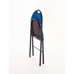 Landres Lot de 5 Chaises pliantes, piétement chromé, tissu noir ou bleu 